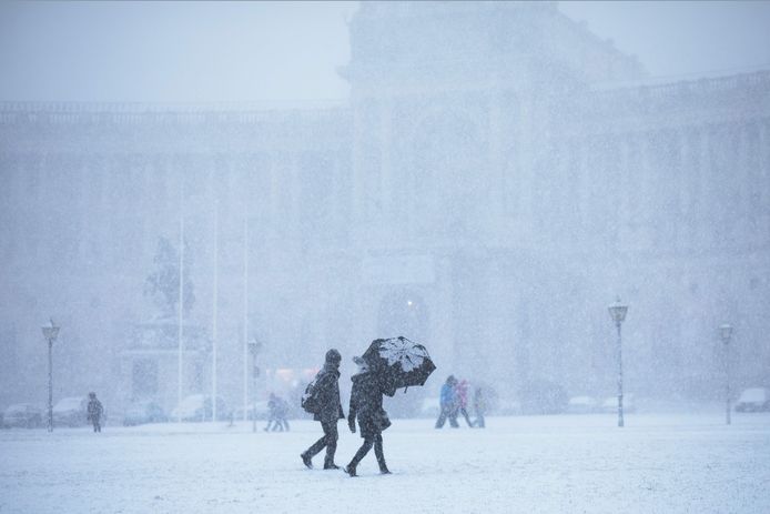 Ook in de hoofdstad Wenen sneeuwt het.