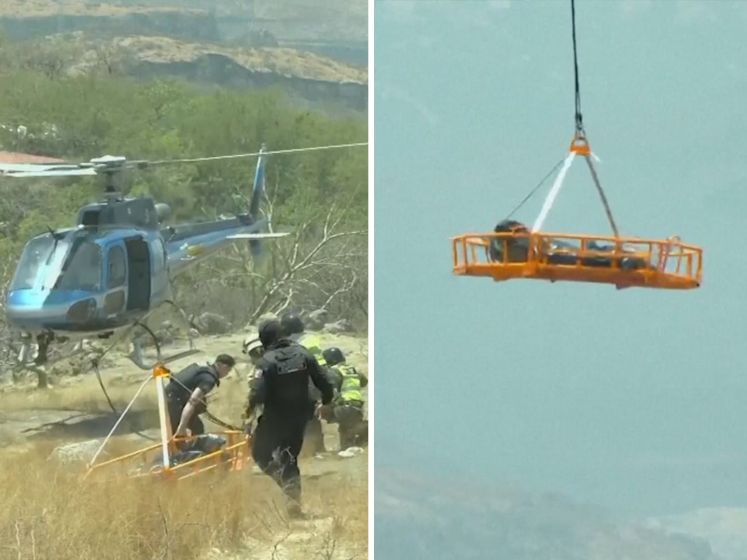 Mexicanen halen zakken met menselijke resten uit ravijn