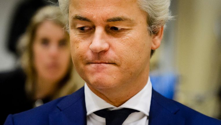 Geert Wilders tijdens zijn eerste strafproces in maart van dit jaar. Beeld anp