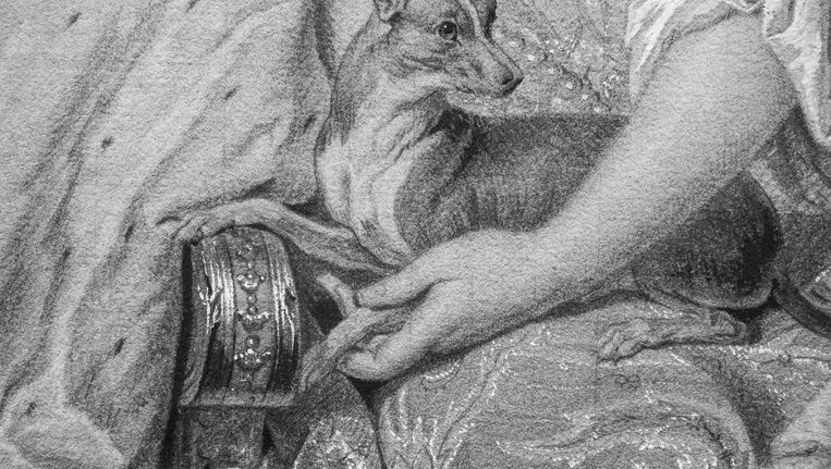 Detail van het portret van Suzanne Henriette D'Elbeuf, hertogin van Mantua door Hyacinthe Rigaud Beeld  