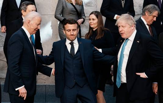Joe Biden, Emmanuel Macron en Boris Johnson.