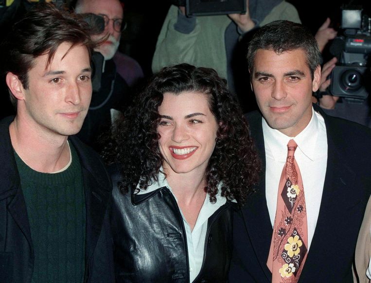 ER-acteurs Noah Wyle, Julianna Margulies en George Clooney in 1996. © Brunopress Beeld 