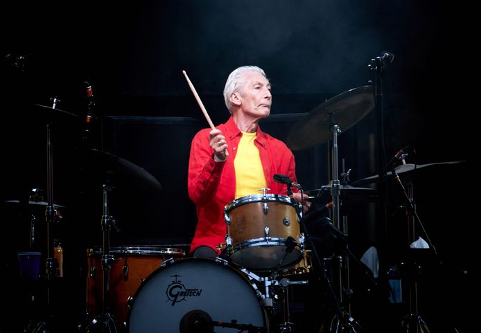 Charlie Watts tijdens een concert in Duitsland in 2018.