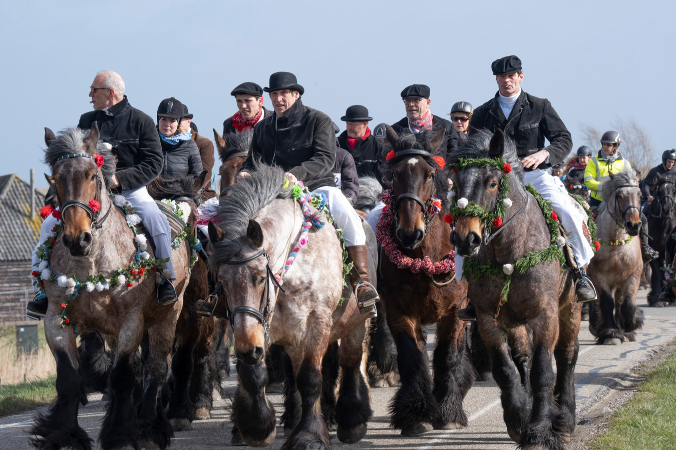 Paarden wassen de benen en het publiek viert het naderende voorjaar: de ...