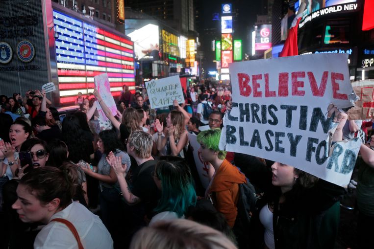 Ook op Times Square in New York werd gedemonstreerd. Beeld AP