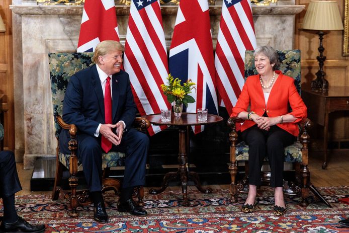 Donald Trump en Theresa May in het buitenverblijf Chequers van de Britse premier.