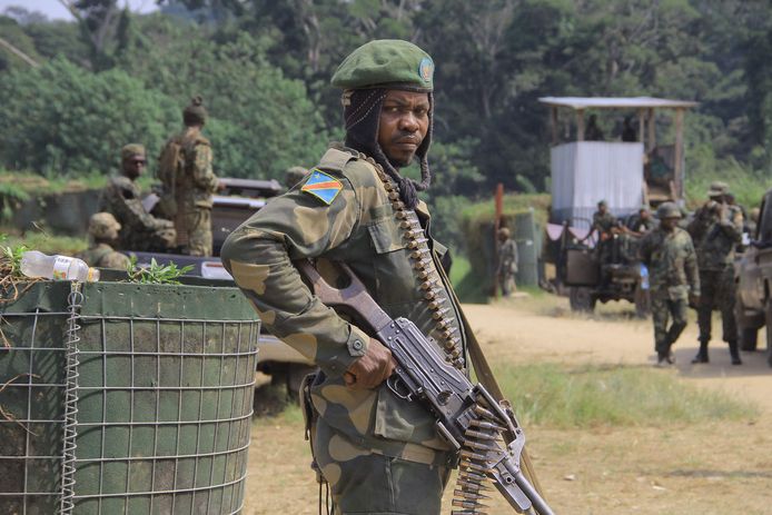 Illustratiebeeld: een soldaat van het FARDC (Armed Forces of the Democratic Republic of Congo). Beeld gemaakt op 10 december 2021.