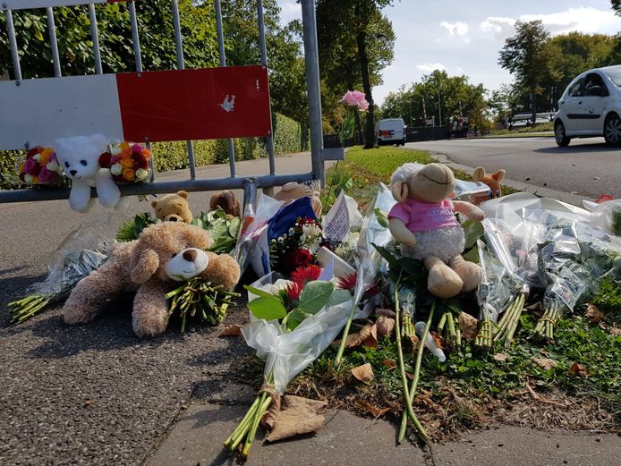 Knuffels en bloemen vlakbij de plaats van het ongeluk in Oss.