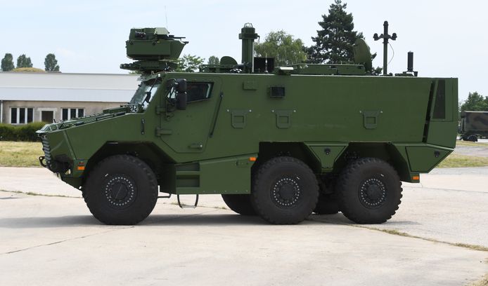 Een Griffon-pantserwagen. Mol mag tussen 2025 en 2030 384 van dit soort voertuigen assembleren voor Defensie.
