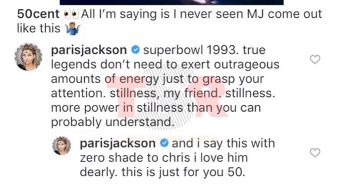 De reactie van Paris Jackson.