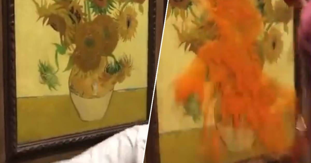 Van Gogh Tournesols Soupe Des militants écologistes jettent de la soupe sur “Les Tournesols” de