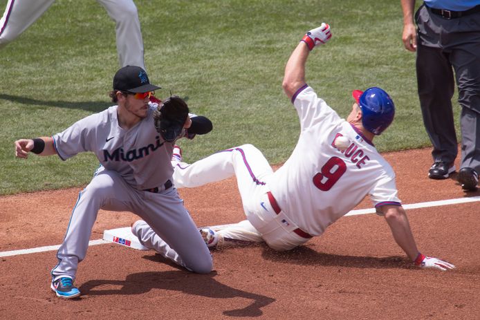 Miami Marlins in de wedstrijd tegen Philadelphia Phillies.