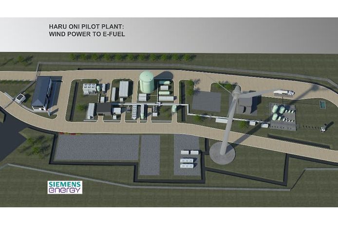 Een plattegrond van de synthetische brandstoffabriek die Porsche, Exxon en Siemens in Chili willen bouwen.