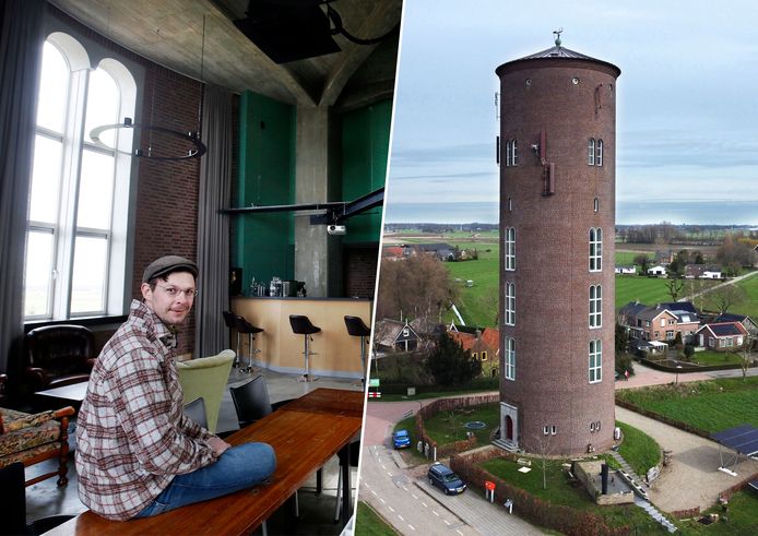 De watertoren in Uppel herbergt de privéwoonvertrekken van Job Beijer en zijn gezin, maar ook een verdieping voor vergaderingen, werkoverleg, voorstellingen en feestjes.