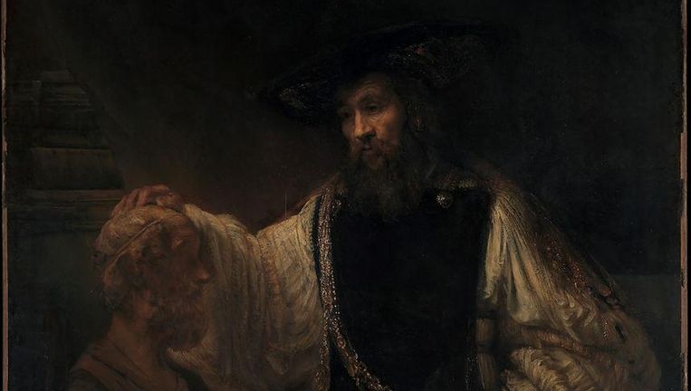 Rembrandts Aristoteles bij de buste van Homerus prijkt op de omslag van Denkende romans. Beeld  