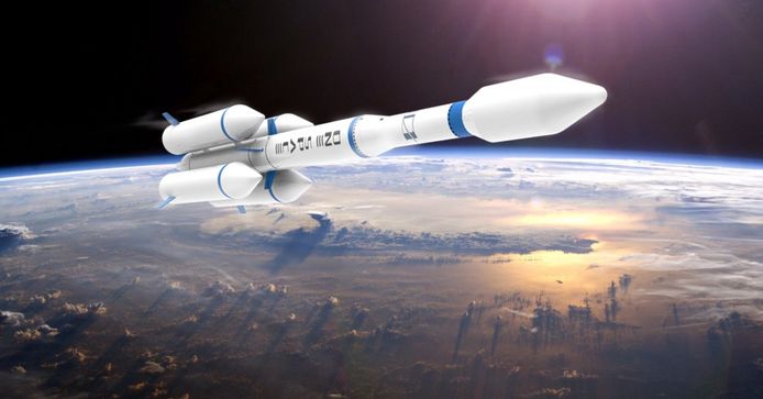 De raket kan een lading van 100 kilo in een baan om de aarde brengen