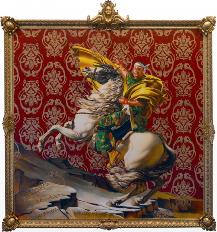 'Napoleon Leading the Army over the Alps' (2005) van Kehinde Wiley. Beeld Brooklyn Museum