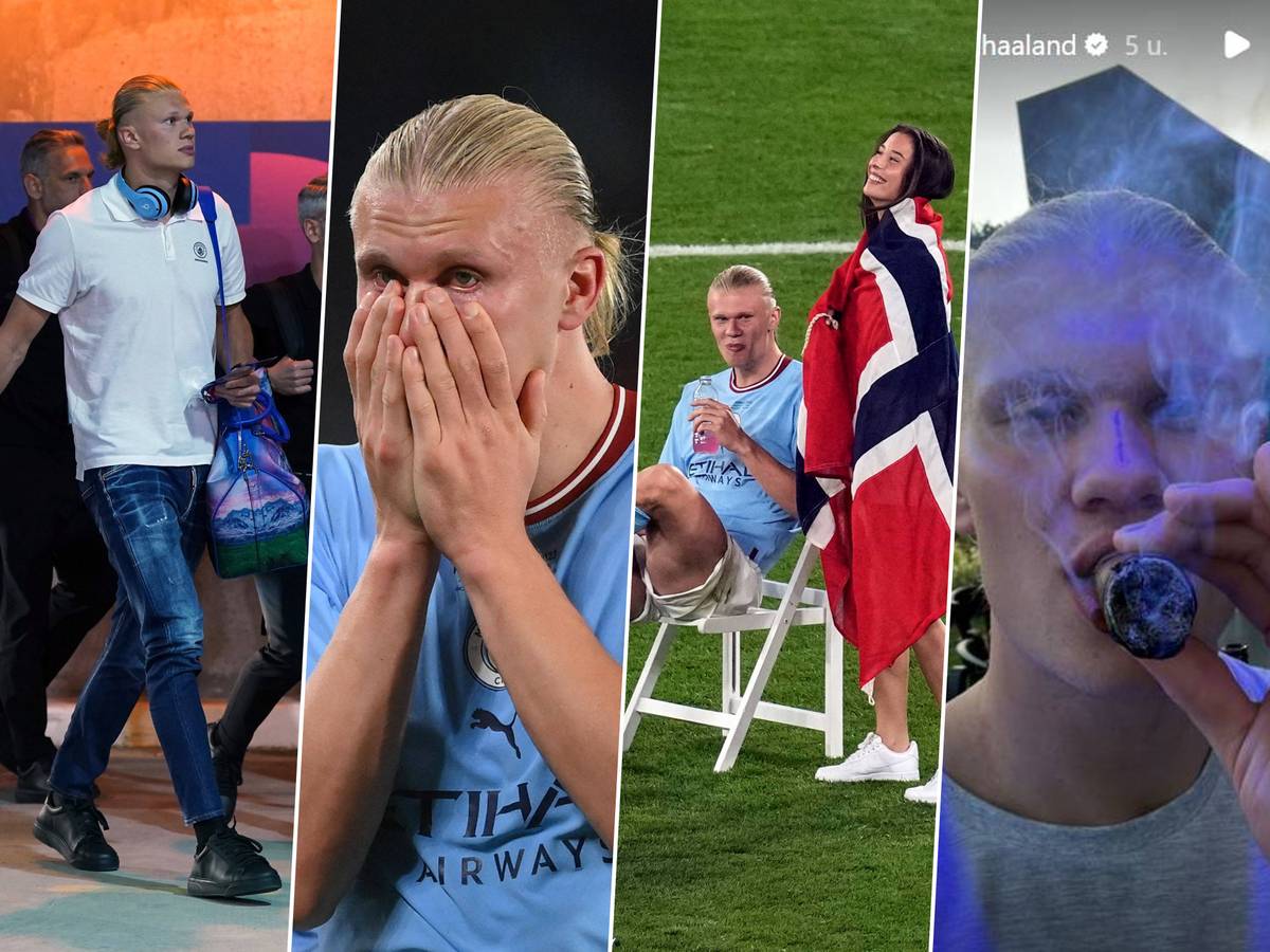 KIJK. De peperdure rugzak, de tranen, zijn meevierende vriendin en een  sigaar: zo beleefde Erling Haaland de finale en het feest achteraf |  Champions League | hln.be