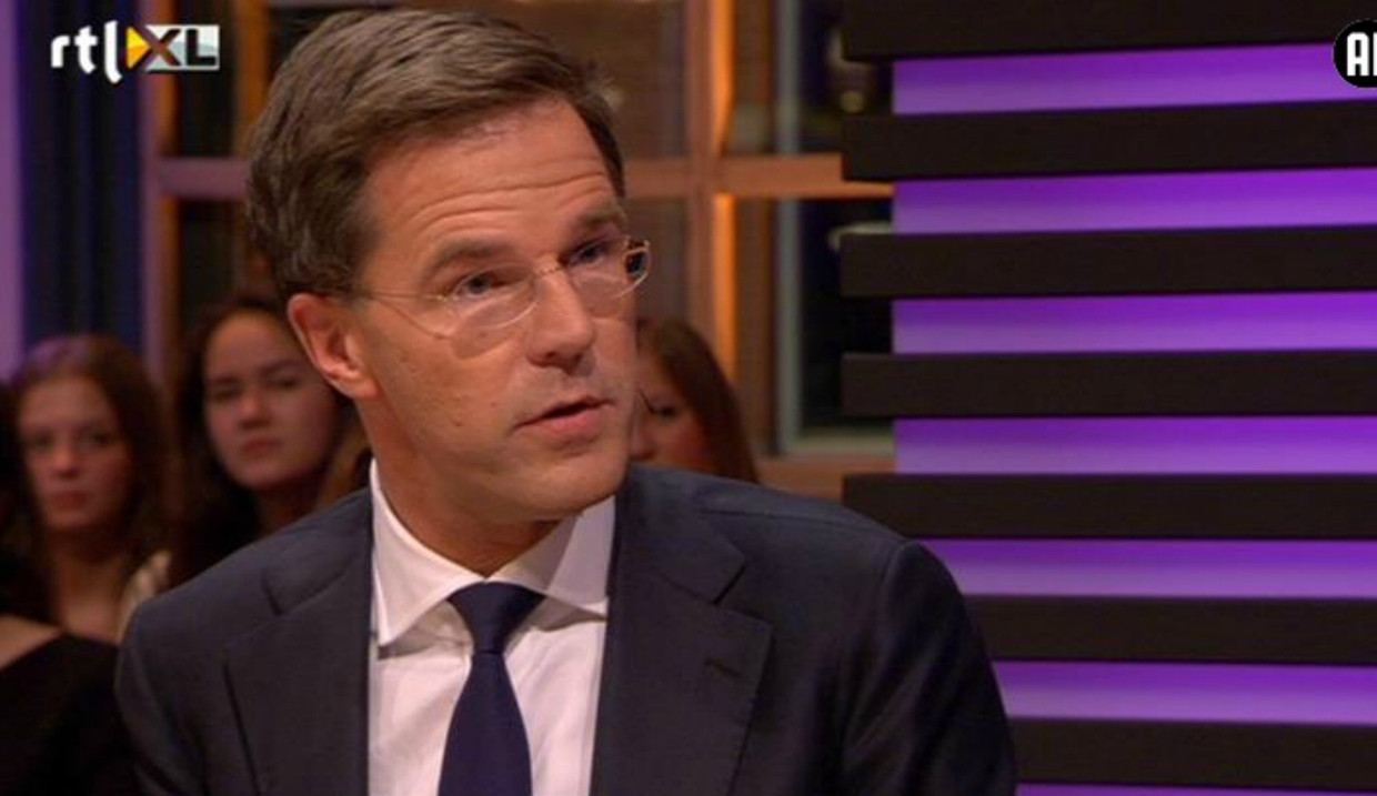 Premier Rutte gisteren bij Late Night. Beeld RTL