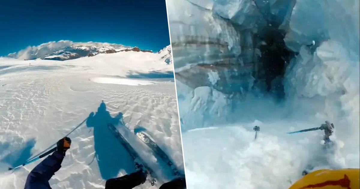 look.  Chilling GoPro video shows how a skier in the French Alps suddenly fell meters deep into a gorge |  More sports