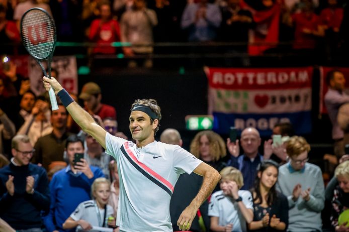 Roger Federer wint in 2018 het ABN AMRO World Tennis Tournament in Rotterdam.