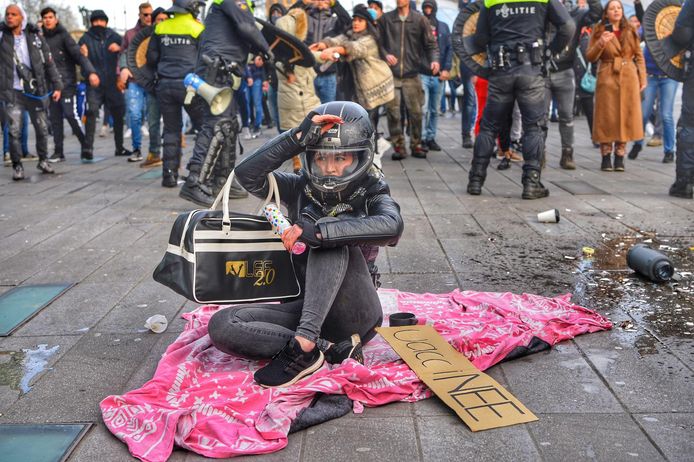 Demonstrant op het 18 Septemberplein.