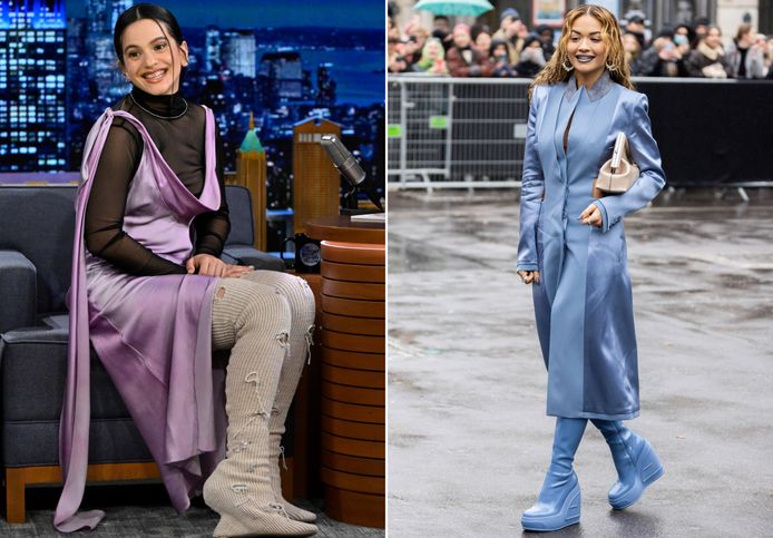 Left: Rosalía and Right: Rita Ora at Paris Fashion Week 2023.