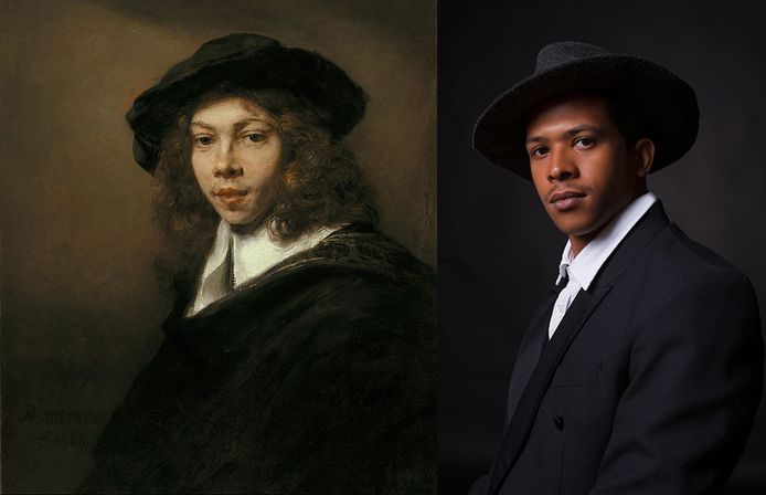 Rembrandt van Rijns ‘Portret van een jonge man’, 1666 en de foto van Bart Hagebols.