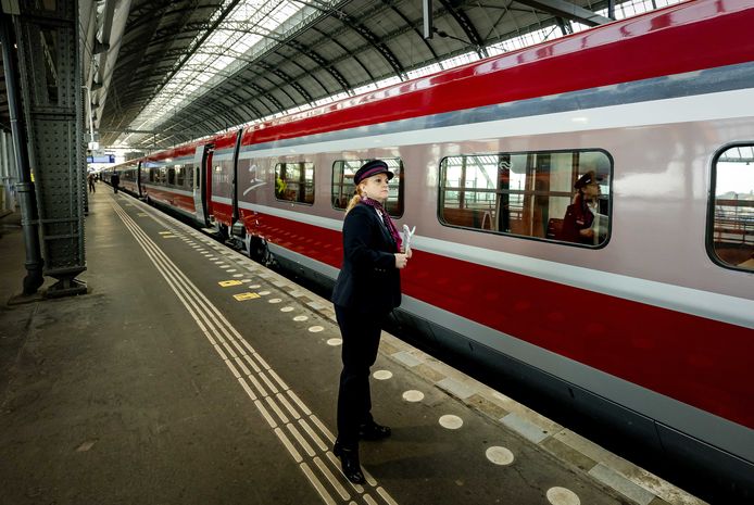 De Thalys-trein op Amsterdam Centraal.