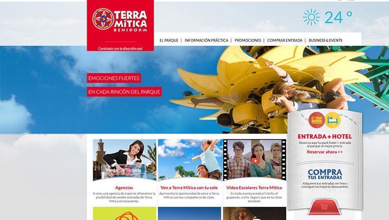 De website van Terra Mitica-pretpark in Benidorm Beeld www.terramiticapark.com