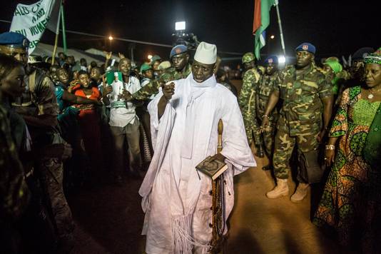 De Gambiaanse aftredend president Yahya Jammeh op archiefbeeld.