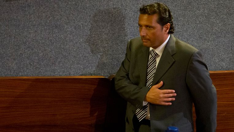 Kapitein Francesco Schettino vandaag in de rechtbank. Beeld AP