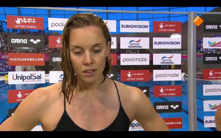 Femke Heemskerk na verlies met 0.03 seconde op het EK 2016 Beeld Maaike Bos