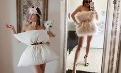 Gekke modetrend gespot op Instagram: bloggers creëren glamoureuze outfits met alleen een kussen en riem