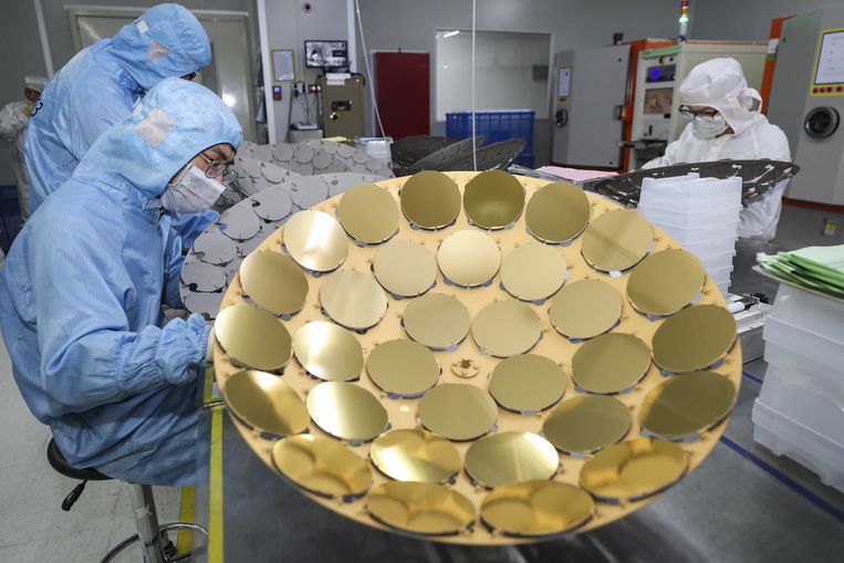Een chipfabriek in Huai'an. Beeld ANP / SIPA USA