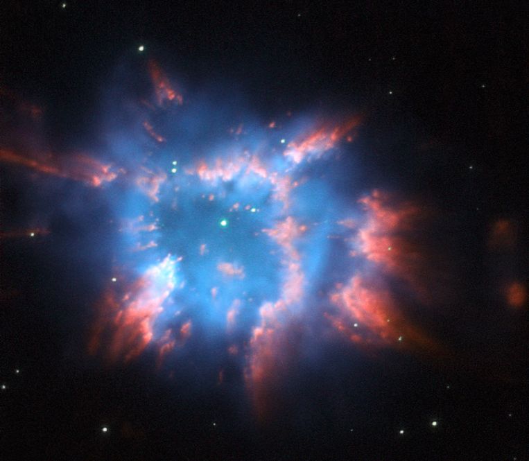 NGC 6326, een planetaire nevel op zo’n 11 duizend lichtjaar afstand van de aarde. Beeld ESA/Hubble/NASA