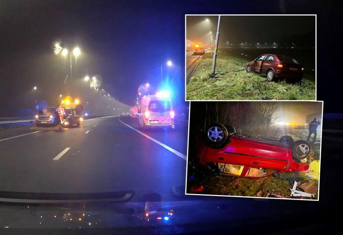 IJzel zorgde vannacht en vanmorgen voor een spekgladde A1 waardoor zeker 35 ongelukken gebeurden.
