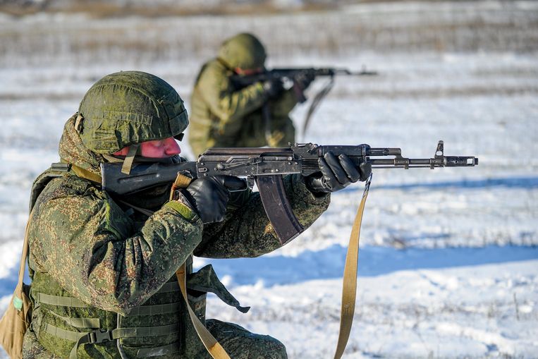 Russian soldiers training in Rostov, southern Russia.  Image AP