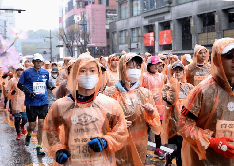 De Kumamoto-marathon, West-Japan, afgelopen zondag. Beeld AP