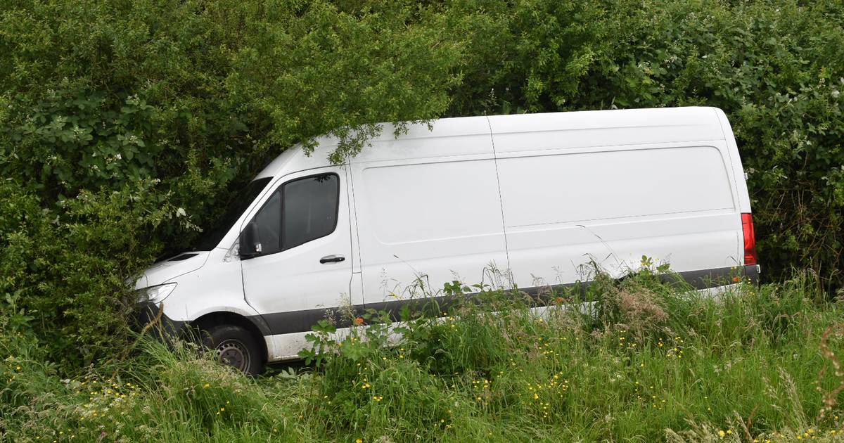 Bestelbus moet uitwijken en rijdt van dijk in Nederhemert