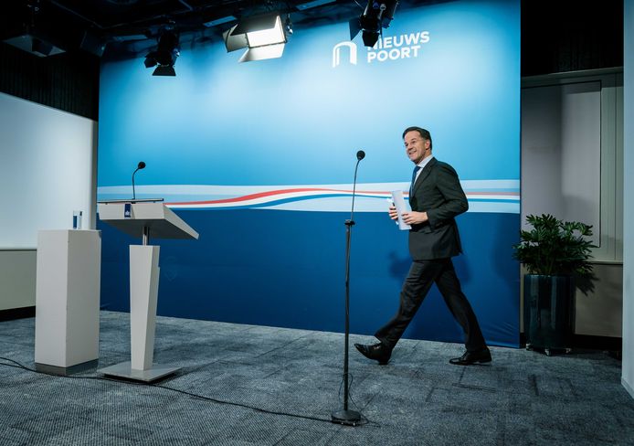 Minister-president Mark Rutte tijdens de persconferentie na afloop van de wekelijkse ministerraad.