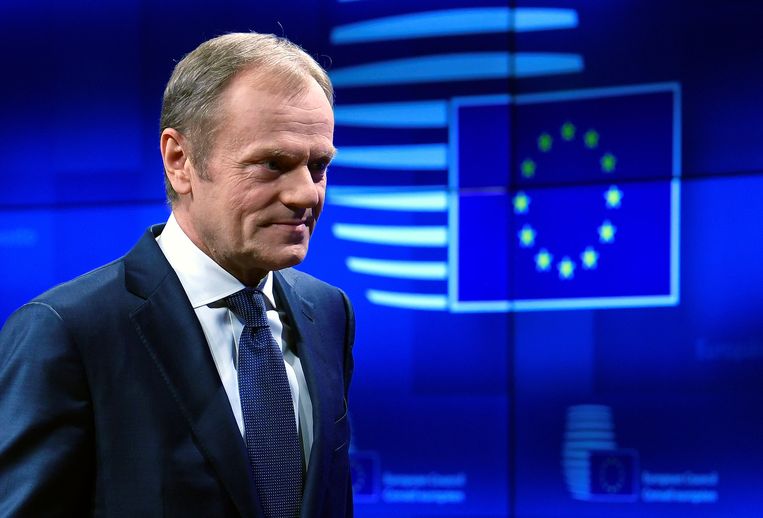 Donald Tusk, president van de Europese Raad aan de vooravond van de EU-top in Brussel  Beeld Reuters