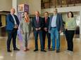 Het nieuwe dagelijks bestuur van waterschap Scheldestromen, met (vlnr) Gert van Kralingen, Marianne Poissonnier-Dekker, dijkgraaf Toine Poppelaars, Wim van Gorsel, Marien Weststrate en Carla Michielsen.