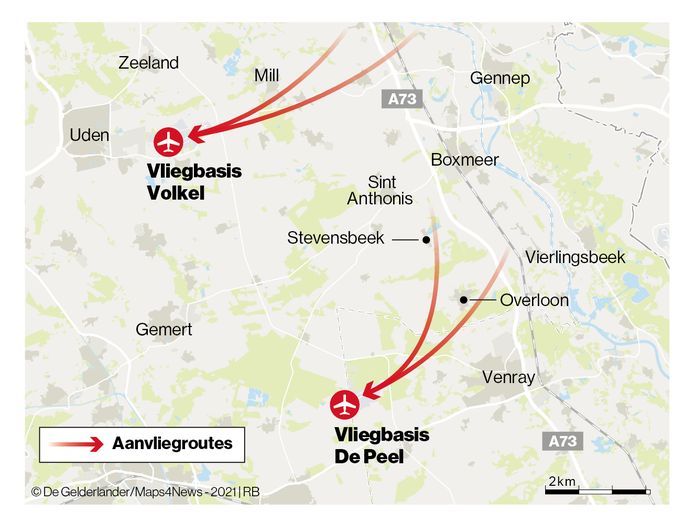 Vliegbasis De Peel en vliegveld Volkel.