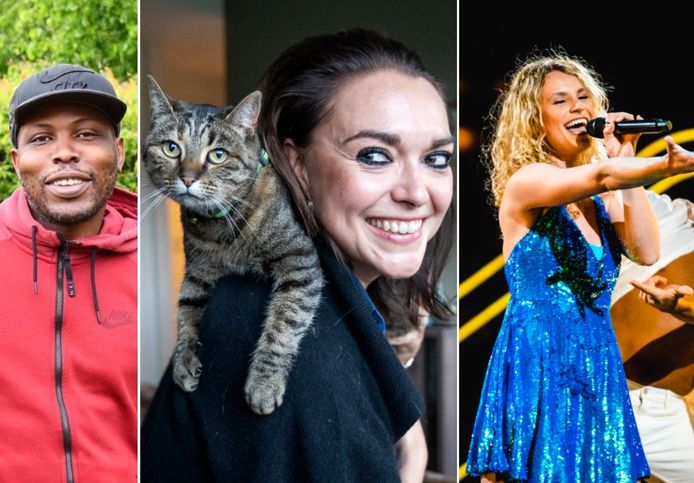 Het nieuwsjaar in Schilde. V.l.n.r.: de overleden gemeentelijk straatveger Clifton Proeger, Valérie Van Genechten herenigd met haar kat Syrah en Kato Vanlouwe in K2 zoekt K3