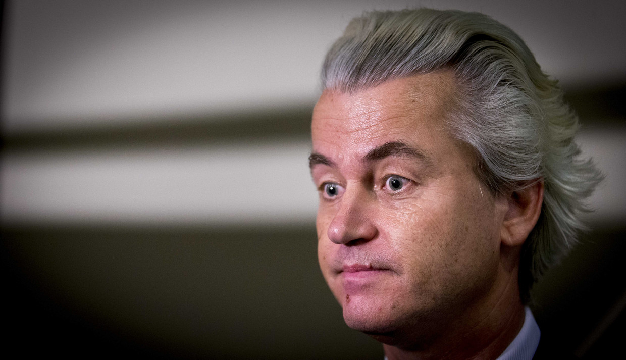PVV-leider Wilders staat de pers te woord. Beeld anp