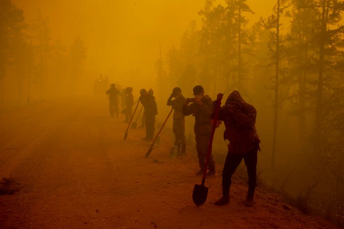 Beelden van de bosbranden in Jakoetië, in Siberië.