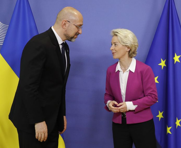 Oekraïense premier Denys Shmyhal en voorzitter van de Europese Commissie Ursula von der Leyen.