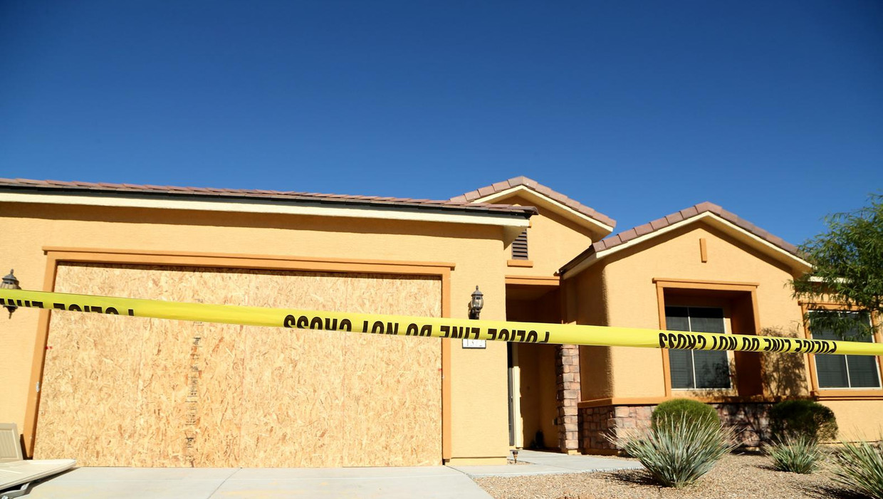Het huis van Stephen Paddock in Mesquite. Beeld AFP