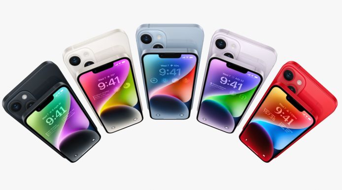 De nieuwe iPhone 14 en iPhone 14 Plus zal beschikbaar zijn in vijf verschillende kleuren.